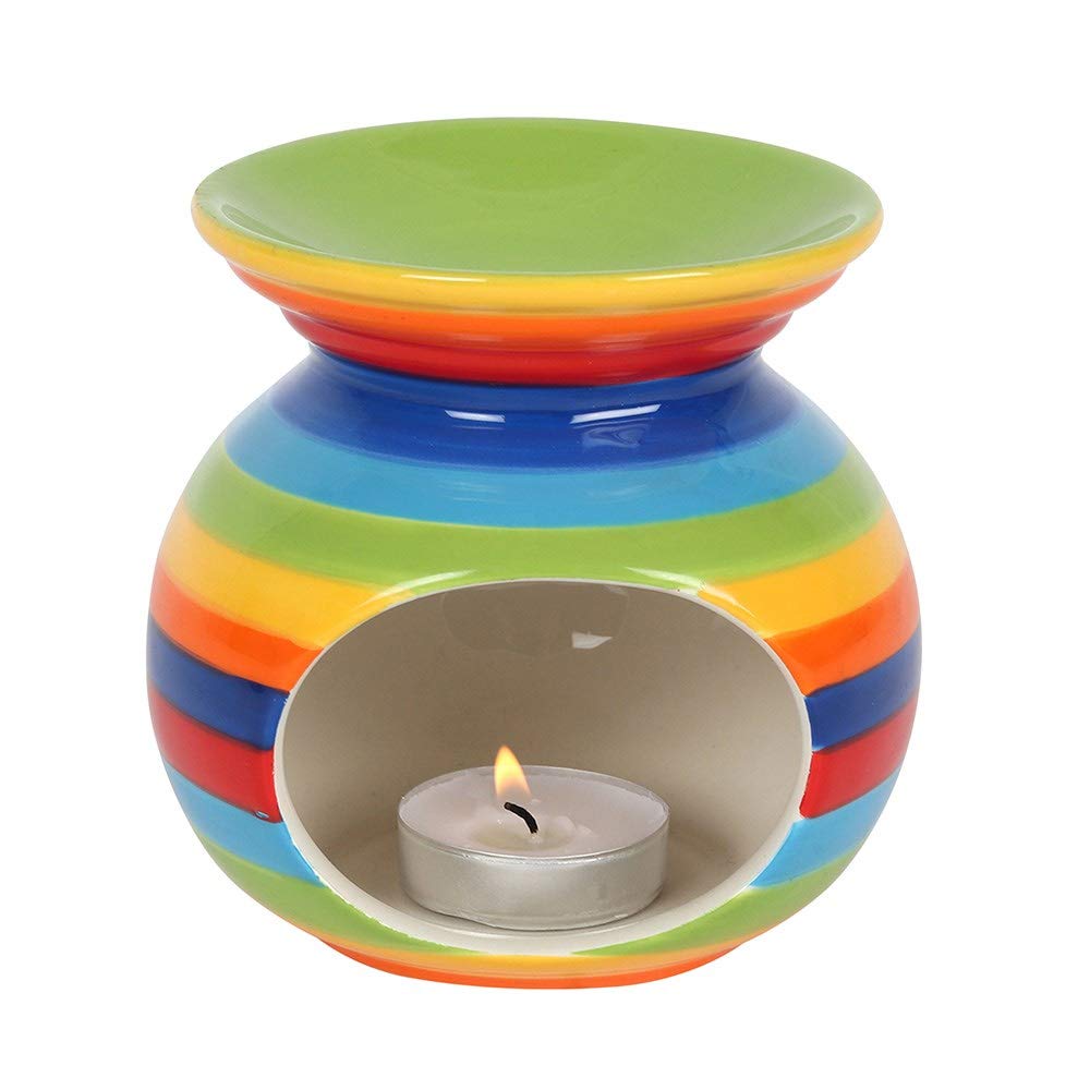 SJ TRADERSRainbow Stripe Wax Melt Burners, Warmer Melter Fragrance for Dad, Essential Oil and Wax Melt Burner, Scented Diffuser for Home Decor, Aromatherapy Candle Holder Gifts for Fathers Day