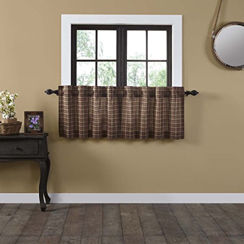 VHC-Brands-Crosswoods-Plaid-Cotton-Primitive-Kitchen-Curtains-Rod-Pocket-Hanging-Loops-24×36-Tier-Pair-Natural-Tan VHC Brands Crosswoods Plaid Cotton Primitive Kitchen Curtains Rod Pocket Hanging Loops 24×36 Tier Pair Natural Tan