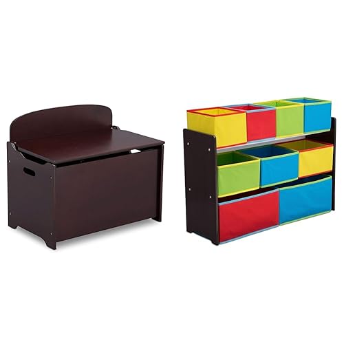 Delta Children MySize Deluxe Toy Box - Greenguard Gold Certified, Dark Chocolate & Deluxe Multi-Bin Toy Organizer with Storage Bins