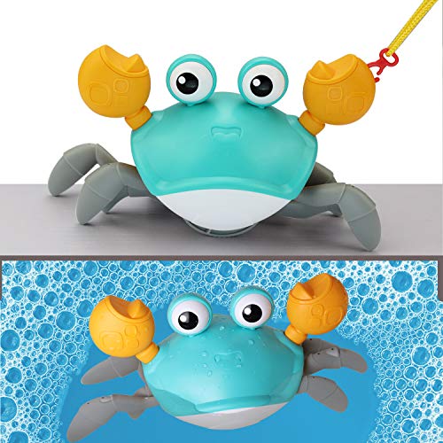 COUOMOXA Bath Toys for Toddler 1-3 Years Amphibious Cute Wind Up Swimming Crab Bath Toys for Toddlers,Babies,Kids - 2 in 1 Baby Bathtub Pool Toys- Push and Pull Toy,Walking-a-Long Toys