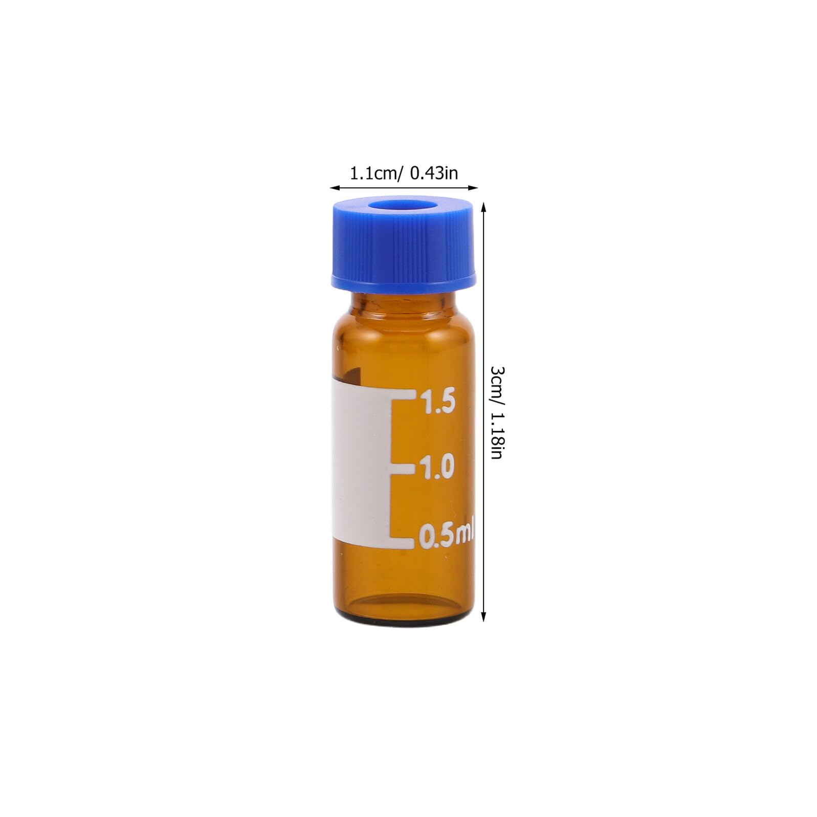 Frascos de Muestreo para Cromatografía 1,5 Ml y 2 Ml, 100 Unidades, Vidrio Ámbar Tapa Precortada y Escala, Resistentes a Altas Temperaturas, para Laboratorio y