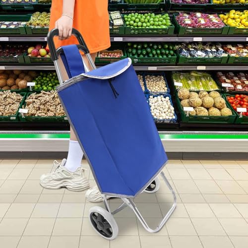 Einkaufstrolley, Faltbare Einkaufswagen mit Rädern and Abnehmbarer Tasche, Einkaufswagen Belastbarkeit 25kg Shopping Trolley Bag, für Lagern und Transportieren (Blau) – Bild 7