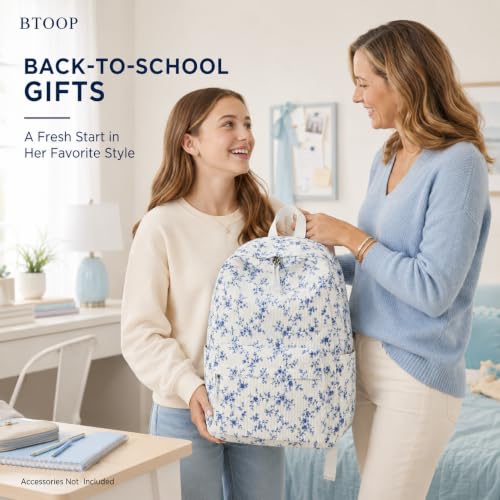 Image of BTOOP School Backpack for Teens Large Cute Bookbag Lightweight 15.6 inch Laptop Bag for Girls Women Casual High School College