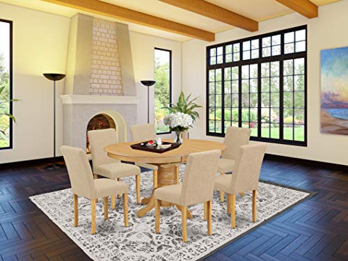 East West Furniture AVAB7-OAK-04 7Pc Oval 42/60" Dinette Table With 18 In Butterfly