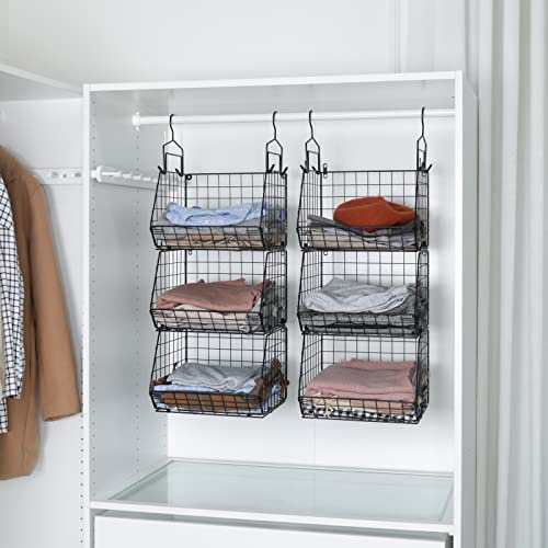 X-cosrack-6-Tier-Closet-Hanging-Organizer-Clothes-Hanging-Shelves-with-4-Hanging-Hooks-5-S-Hooks-Wire-Storage-Basket-Bins-for-Clothing-Sweaters-Shoes-Handbags-Clutches-Accessories-Patent-Design