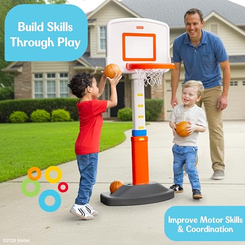Fisher-Price™ Grow-to-Pro Basketball Hoop for Toddlers & Kids - Adjustable Height Indoor/Outdoor Play Set with Ball, 18 Months - 5 Year - image 2