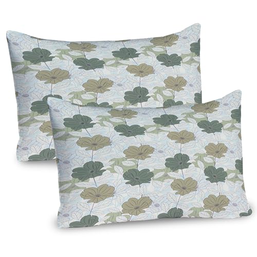 Ambesonne Floral Pillow Sham Set of 2, Demonstration of Botanical Themed Pastel Colored Roses Along Faded Leaves, Quality Microfiber Bedding Item for All Seasons, 36