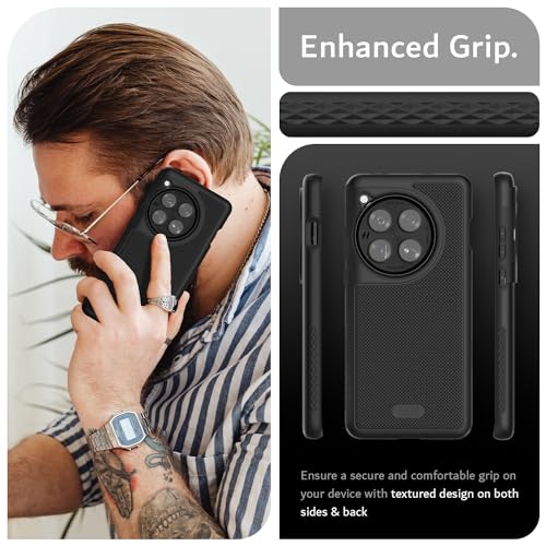 Image of TUDIA [MergeGrip for OnePlus 12 5G Back Cover - Military Grade Drop Tested Dual Layer Shockproof Anti-Slip Heavy Duty Protective Case- Matte Black