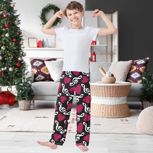 Boy's Pants Music Treble Clef Pattern Jogger Pants Elastic Waist Long Bottoms Trousers with Pockets 6-14 Years2