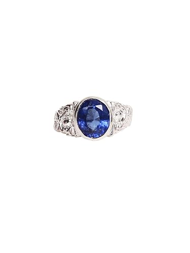 925 Sterling Silver Blue Sapphire Designer Finger Ring for Unisex