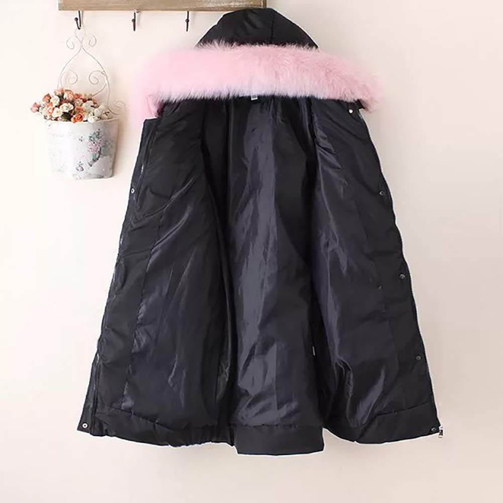 Niñas Abrigo Acolchado de Invierno con Capucha de Pelo Chaqueta Caliente de Algodón con Estampado de Letras