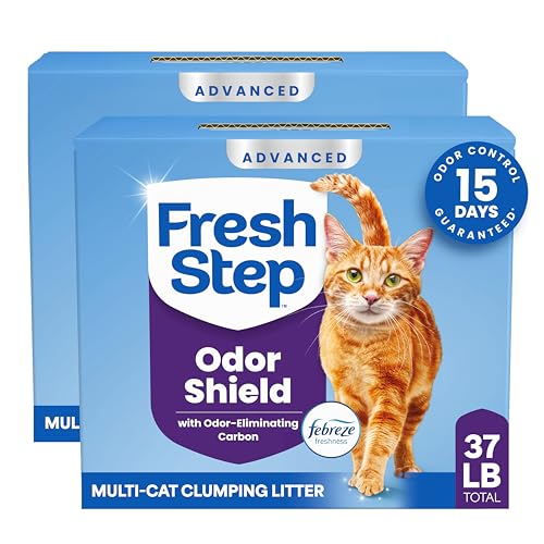 Fresh Step Advanced Odor Shield Multi Cat Clumping Litter with Febreze Freshness, Low Dust, Odor...