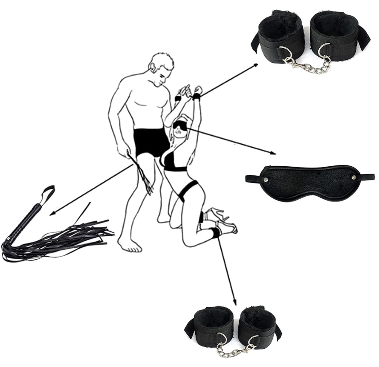 Juego de Ocio de Nylon Negro de 7 Piezas Ajustable para Festivales y Eventos - q