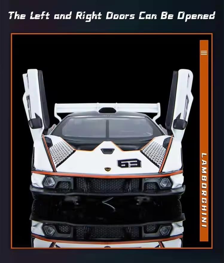 Image of 1:32 Scale Lamborghini Essenza SCV12 Toy Car | Metal Pullback Diecast Car for Kids with Openable Doors, Sound, Light Effects Toy for Car Enthusiasts (Color As Per Available),multicolor