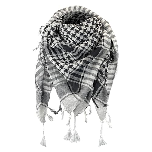 TOUTACOO, Keffieh Foulard Palestinien Echarpe 100% Coton - Couleur Noir Blanc