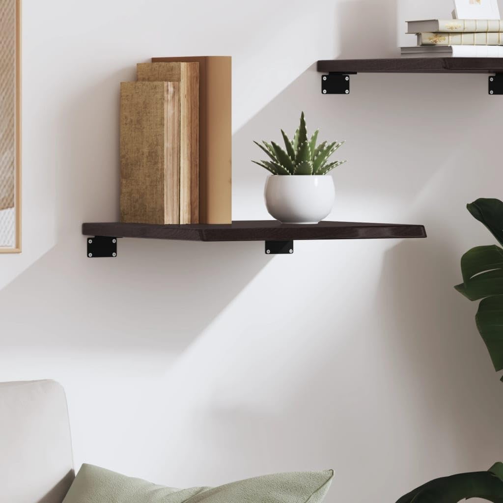 YUANCHUTOP Floating Shelves with Live Edge - 40x40cm Wall-Mounted Shelf in 2cm Thick for Kitchen, Bathroom, Living Room - Solid Oak Wood Shelving for Home Decor