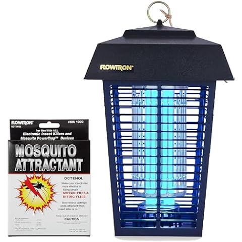 Flowtron Bug Zapper, 1 Acre of Outdoor Coverage with Powerful 40W Bulb & 5600V Instant Killing Grid with Mosquito Attractant Cartridge Cover