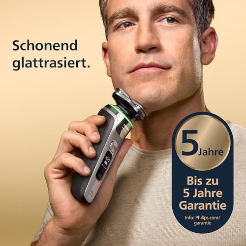 Philips Rasierer i9000 Prestige, elektrischer Nass- und Trockenrasierer für Herren mit integriertem Trimmer, dunkelgrau-silber, Drucksensor, Ladestation und Reiseetui (Modell XP9204/10) 2