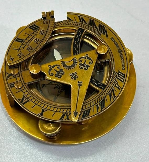 Brújula solar náutica de latón macizo estilo vintage de 3 pulgadas miniatura 2