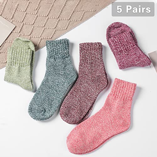Image of Wool Socks for Women - Womens Wool Socks Winter Sock for men Warm Thick Knit Soft Vintage Casual Crew Sock