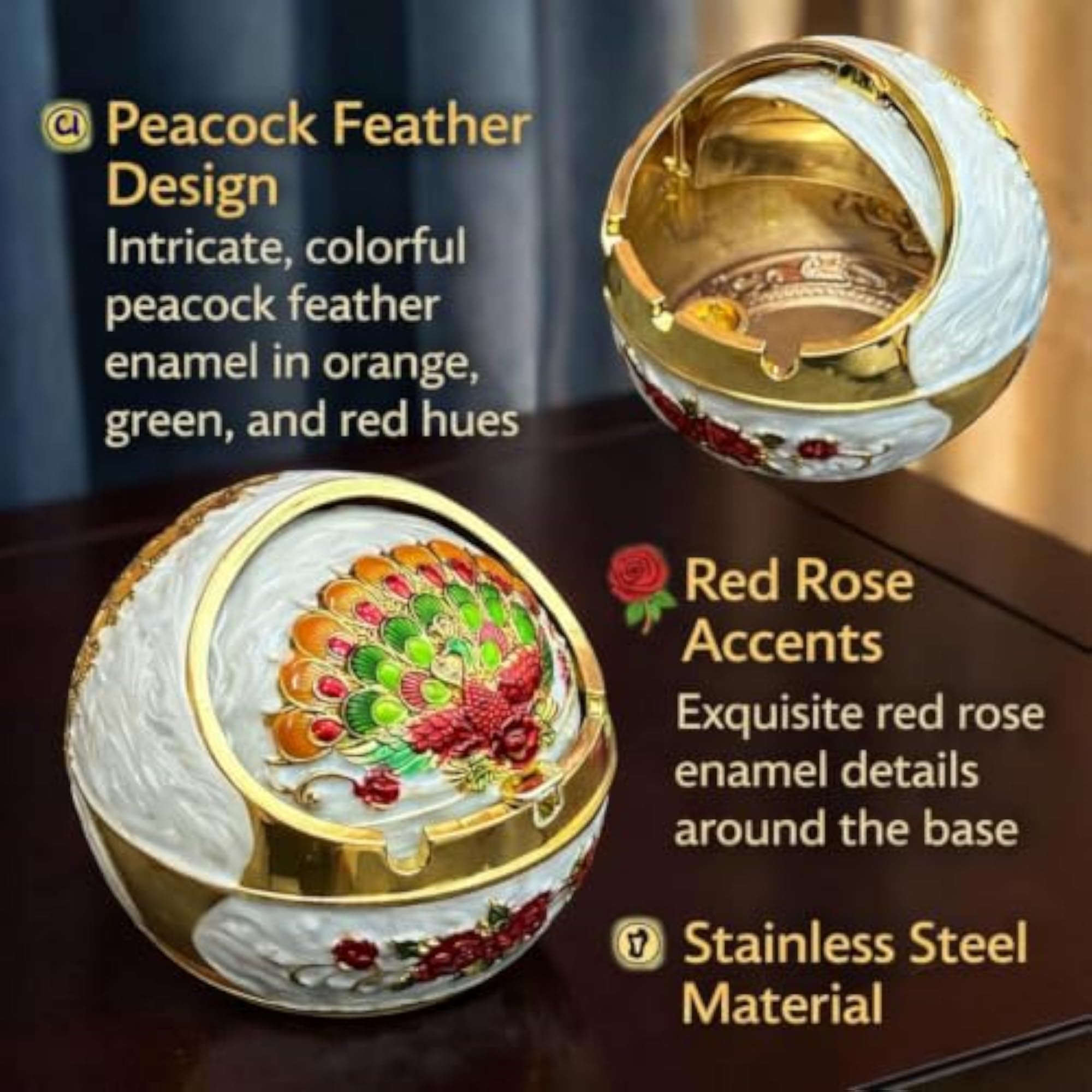 Decorative Peacock Feather Ashtray
