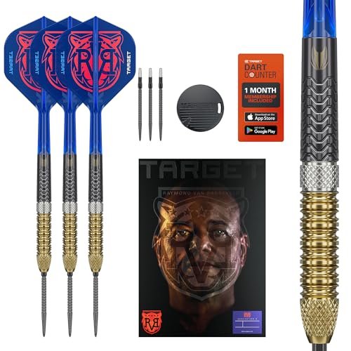 Target Darts Raymond Van Barneveld Steeldarts Generation 6-Dartpfeil-Set, 25 g | 95-{ae05660cc8062fb031f0ad7c7513a72916f819685b4a2911c455abe40e0e1f9a}-Tungsten-Dartpfeile, K-Flex No. 2 Flights und Schäfte, Schwarze Swiss Chrono-Points und SP-Tool inkludiert Target Darts Raymond Van Barneveld Steeldarts Generation 6-Dartpfeil-Set, 25 g | 95-{ae05660cc8062fb031f0ad7c7513a72916f819685b4a2911c455abe40e0e1f9a}-Tungsten-Dartpfeile, K-Flex No. 2 Flights und Schäfte, Schwarze Swiss Chrono-Points und SP-Tool inkludiert