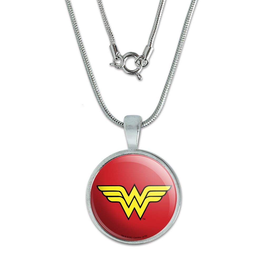 GRAPHICS & MOREWonder Woman Classic Logo 0.75" Pendant with Sterling Silver Plated Chain