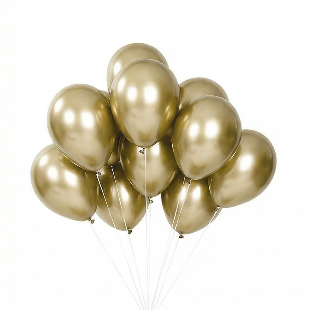 White Gold Metallic Balloons 12 Inch 20 Pack, Vintage Gold Latex Balloons with Ribbon, Helium Balloons for Balloon Garland, Wedding, Birthday & Party Decorations — image 1