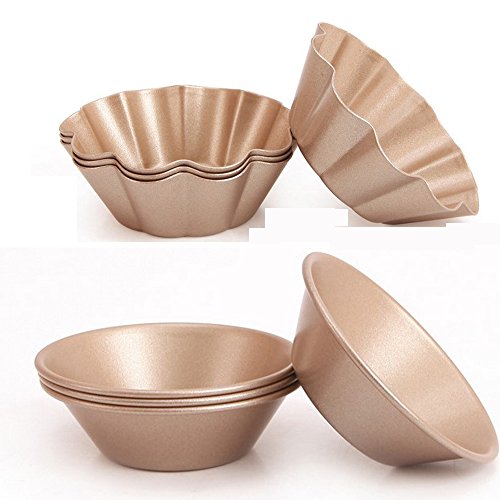 Tart Pan Quiche Pan Pie Tartlet Fluted Round Muffin Cake Mould Mini Non Stick Carbon Steel 3 inch Set of 8pcs Cupcake Baking Mold (Tart pan)