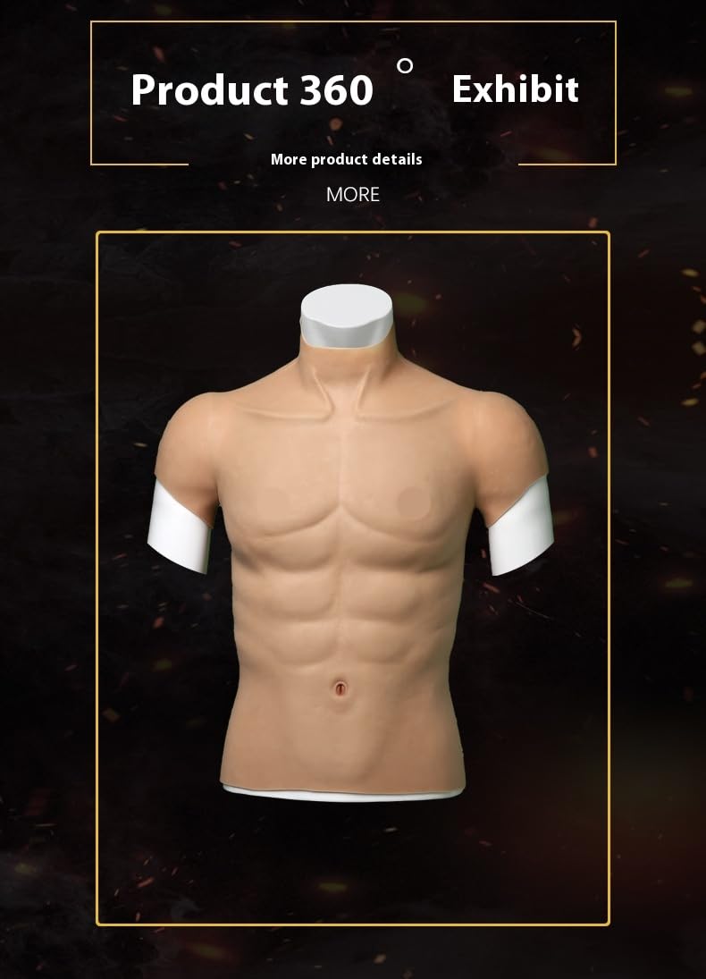 Silikonowy kostium mięśni dla mężczyzn, realistyczny, sztuczny kostium brzucha i klatki piersiowej, do cosplay, fantazyjny strój i komiks, do noszenia na górze ciała
