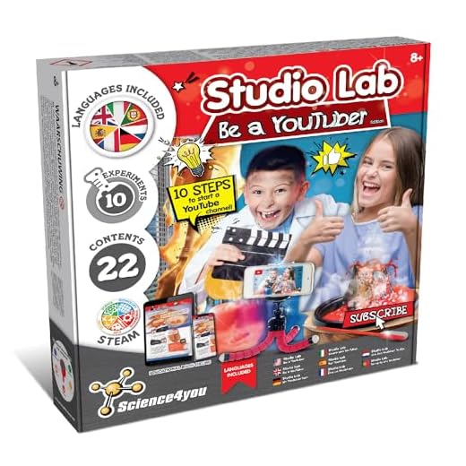 Science4you - Hazte Youtuber, Kit Cientifico para Niños +8 Años - Crea tu Canal y Haz 13 Experimentos con el Laboratorio de Quimica: Volcán y Ciencia Explosiva, Juegos y Educativos para Niños +8 Años