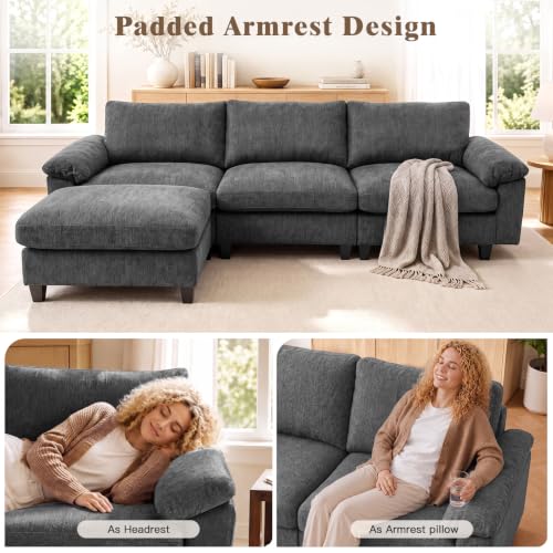 Image of Sectional Couches for Living Room, 109 inch L Shaped Cloud Sofa & Couch