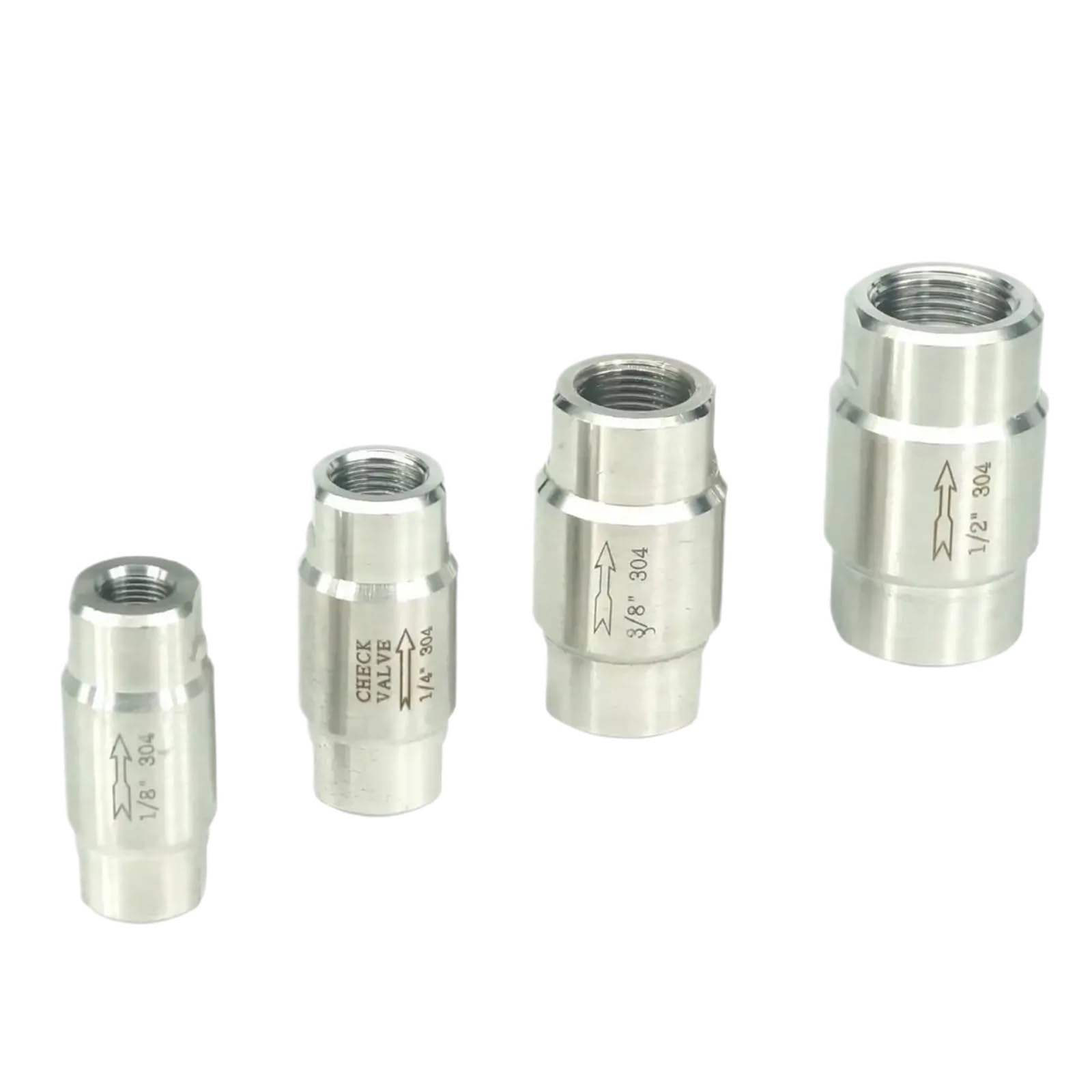 Valvola a molla in linea inossidabile 304 da 1/8 "a 1" Valvola a 1 via di non ritorno (1/8")