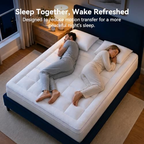 Image of ABENE Full Size Dual Layer 3 Inch Memory Foam Mattress Topper, 2 Inch Gel Memory Foam Plus 1 Inch Down Alternative Pillowtop Mattress Pad Cover, Thick Soft Bed Topper Support for Back Pain