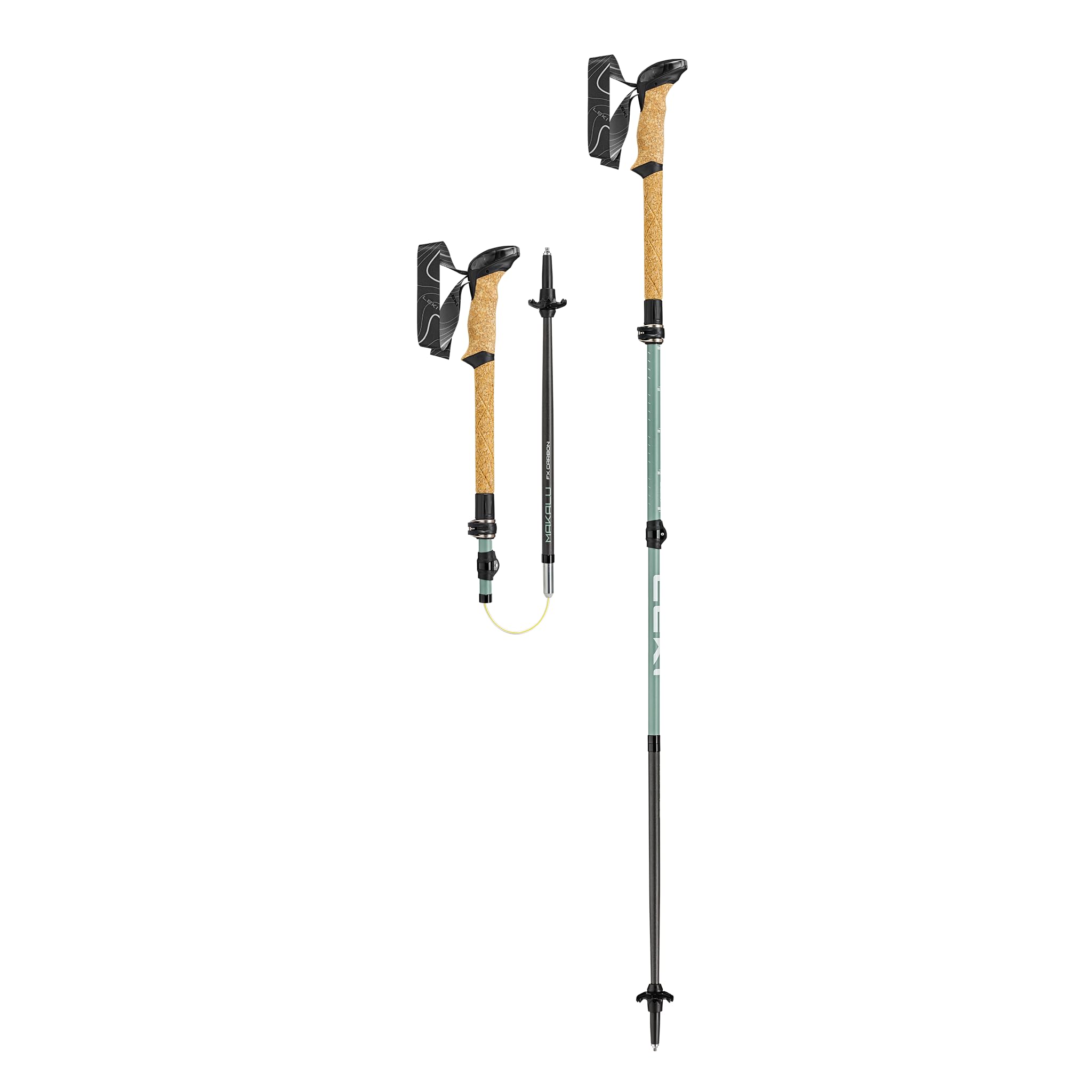 Leki Makalu FX Carbon Compact, Natural Carbon/Grey Green/White