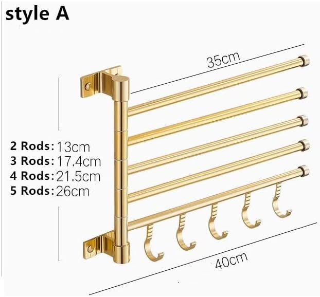 FMURY Aluminum Wall Mounted Rotating Towel Rack Bath Rail Hanger Towel Holder Bathroom Accessories Storage Rack image 3
