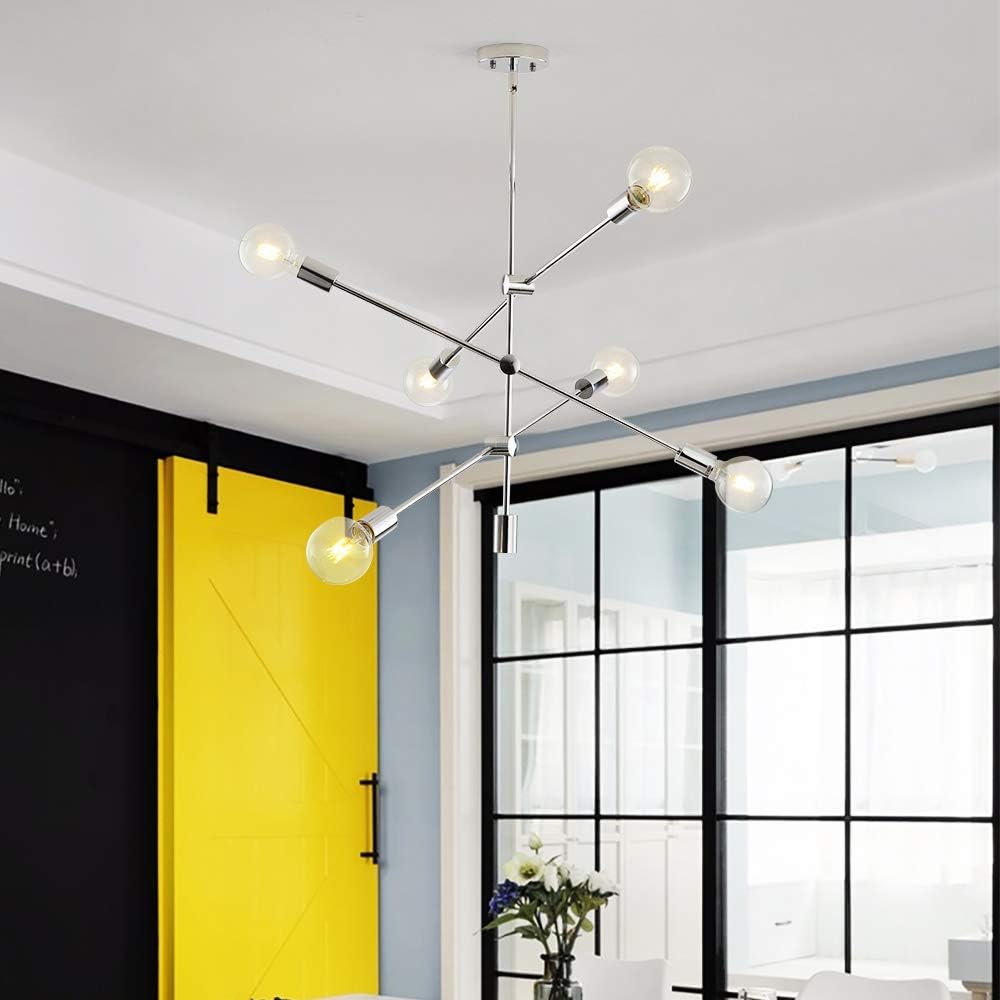 🔥 Crazy Deals Sputnik Chandelier 6 Lights Modern Pendant Lighting Chrome Finish Contemporary Chandeliers Light Fixture Semi Flush Mount Ceiling Light Mid Century Modern Pendant Lighting for Kitchen Dining Room Amazing 🔥 Sputnik Chandelier 6 Lights Modern Pendant Lighting Chrome Finish Contemporary Chandeliers Light Fixture Semi Flush Mount Ceiling Light Mid Century Modern Pendant Lighting for Kitchen Dining Room