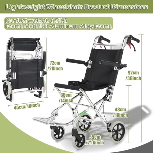 Ultra-Light-Aluminum-Transport-Wheelchair-Folding-Portable-Travel-Wheelchair-with-Hand-Brake-Support-220lbs-Trolleys-for-Elderly-Aircraft-TravelBlack