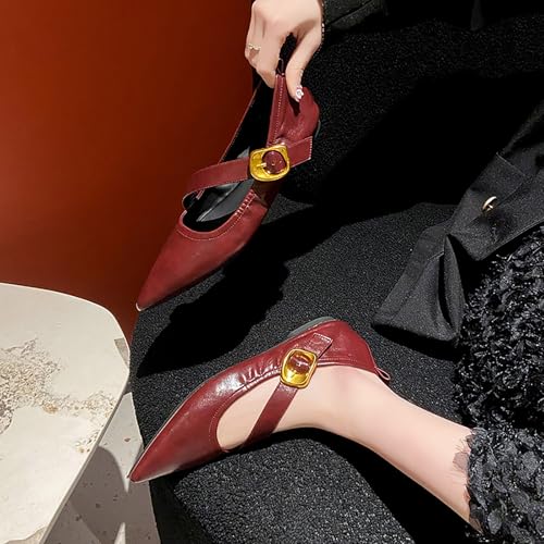 Pointed Toe Mary Jane Flats for Women Summer Low Heel Dressy Casual Slip On Dress Shoes for Work Walking3