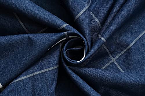 Image of Cotton Feel Glace Cotton Elastic Fitted Printed King Size Double Bed Bedsheet with 2 Pillow Cover(72 inchx78 inch,Blue Line)