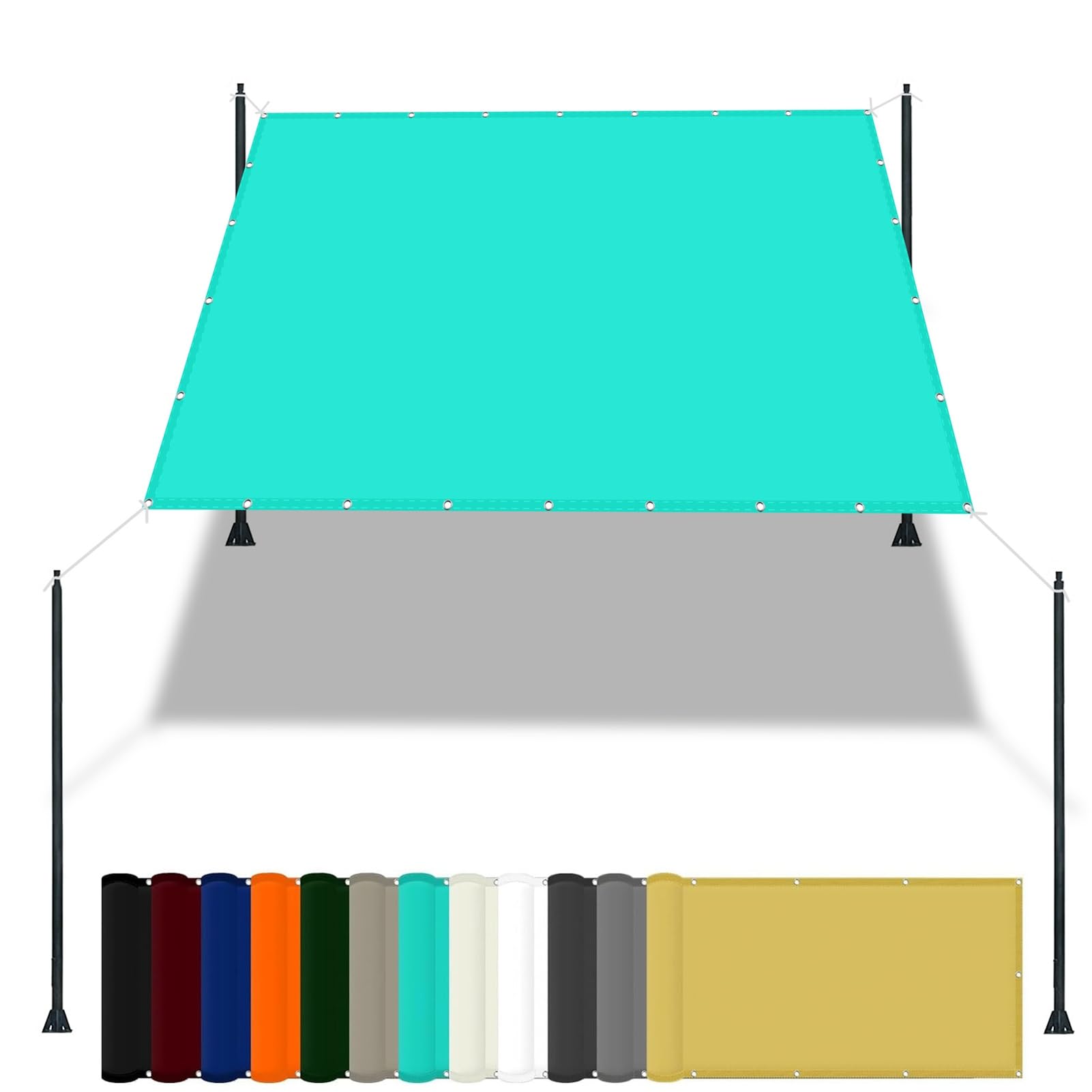 GLDYTVF Shade Sail 1.5x2.4m Waterproof Awning 98% UV Block Garden Terrace Sun Shade with Free Rope & Fixing Kit Pool Terrace Greenhouse Shade Cloth Sky Blue