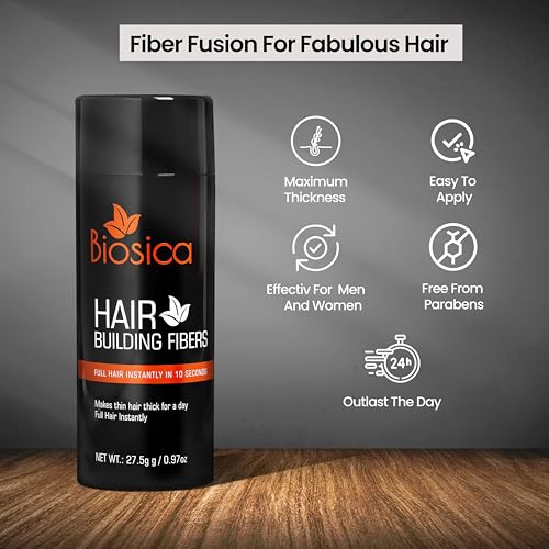 Image of Hair Building Fibers 27.5Gm - For Thin & Fine, Hair Thickening Fibers For Men & Women, Like Caboki,Toppik etc. (Black)