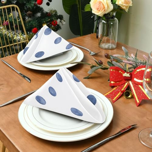 Set de 6 Servilletas de Tela Azul Marino con Lunares miniatura 4