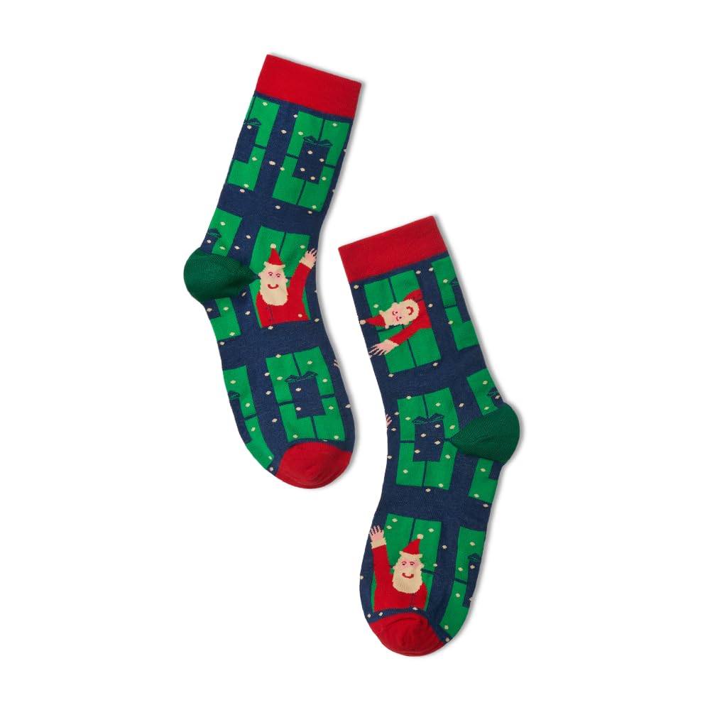 Hexafun Christmas Collection | Unisex Crew Socks - 100% Organic Pure Soft Cotton | Multicolor & Trendy Printed Designs | Free Size| Pack of 1 | Be Merry!