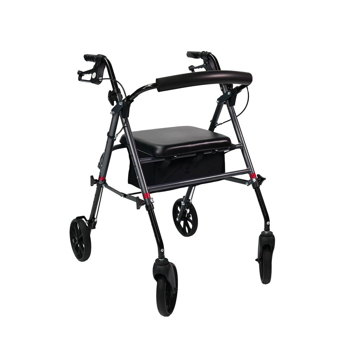 Rollator faltbar und leicht mit Sitz - Aluminiumgestell - anthrazit-grau - Nylontasche - Modell Standard