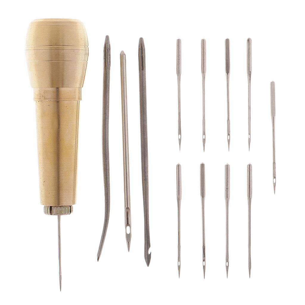 Tachiuwa 13 Piece Copper Handle Sewing Awl Kit for Leather and Canvas Repair