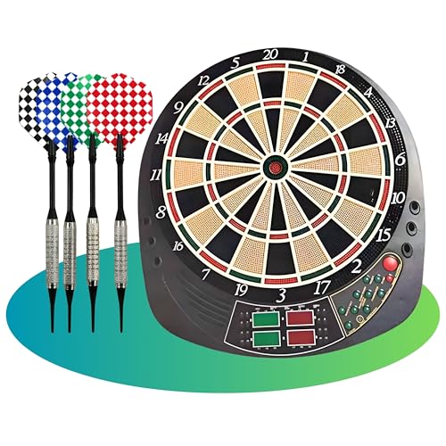 Best Sporting elektr. Dartscheibe Coventry - 27 Spiele mit 159 Varianten, bis zu 16 Spieler, 12 Dartpfeilen & Ersatzspitzen, LED-Anzeigen, Soundeffekt (Weiße Spinne, 48 x 45 cm)