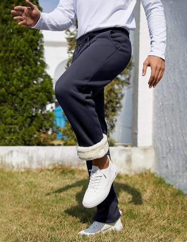 Flygo Men's Fleece Lined Sherpa Sweatpants Winter Warm Pants Jogger Lounge Athletic Pant with Pockets