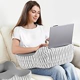 DONAMA Reading Pillow for Gaming, Lap Desk Pillow for Laptop, Arm Rest Pillow with Side Pockets, Memory Foam Bed Rest Pillow for Reading, Working, Gaming, Writing in Bed Couch Floor (Dark Grey)