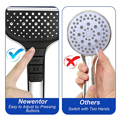 Shower Head With Hose Set 1.5M, High Pressure Shower Heads With 7 Spray Modes, Universal Water Saving Handheld Powerful Square Large Shower Head With Multi Angle Adjustable Shower Bracket #TOP3